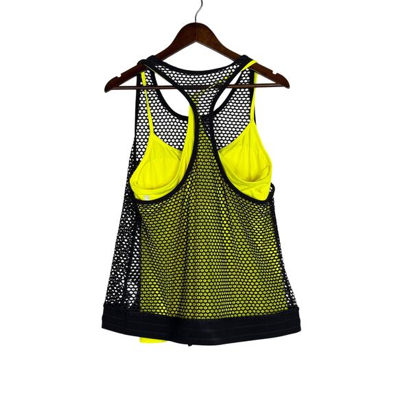 NWT Fabletics Neon Carly Workout Tank and Fishnet Cover XL Neon Yellow #3405 - Picture 14 of 14